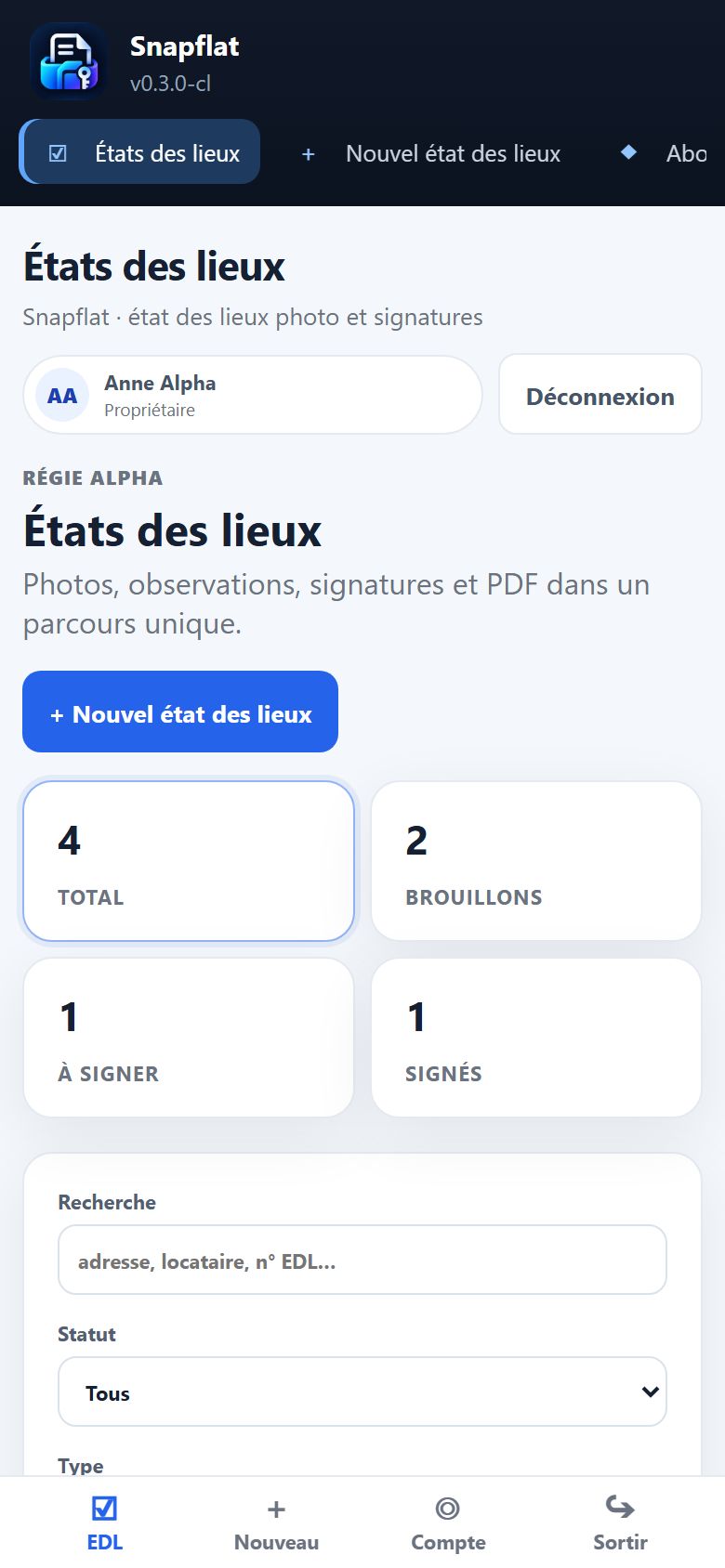Liste des états des lieux